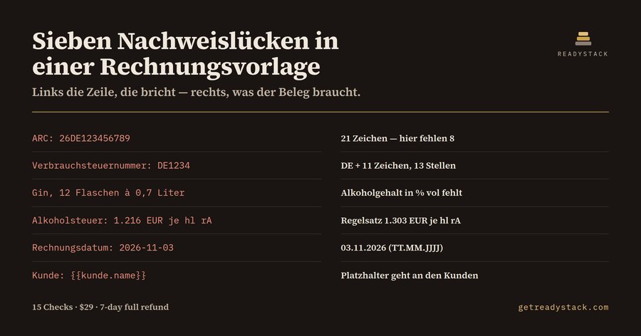 Belegfelder-Lint für Getränkehandel