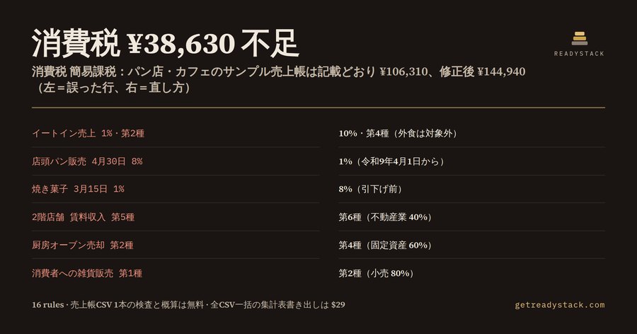 消費税 簡易課税チェック（飲食料品1%特例対応）