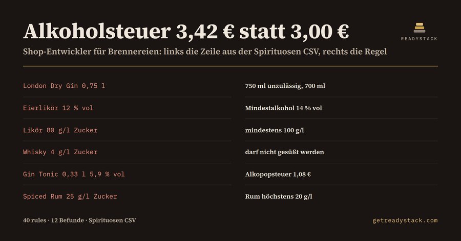 Spirituosen-Lint: Mindestalkohol & Alkoholsteuer