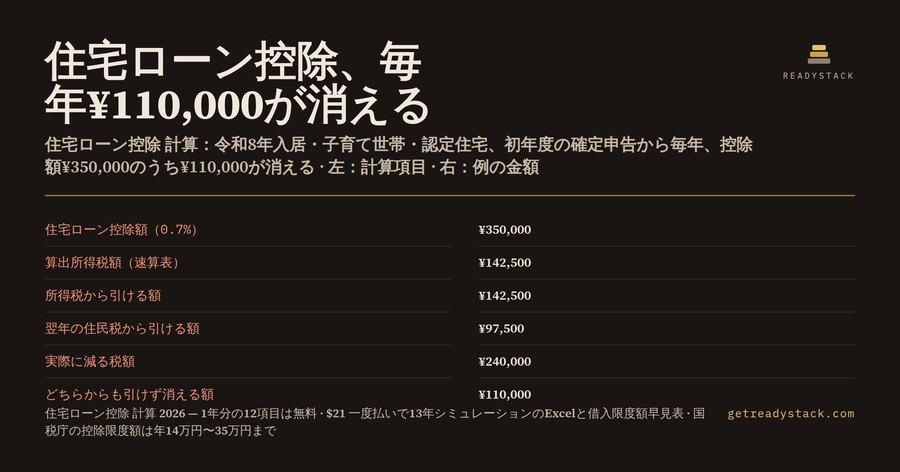 住宅ローン控除 計算 2026|令和8年入居の控除額と、住民税でも引ききれず消える額