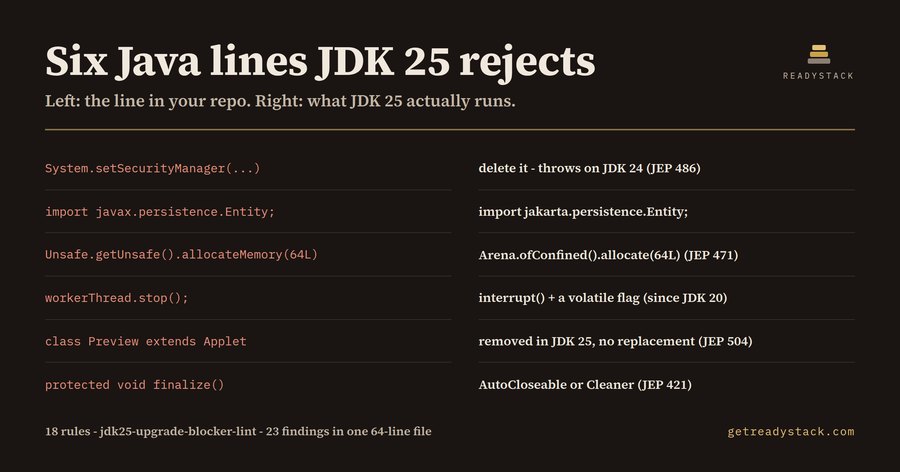 JDK 25 Upgrade Blocker Lint