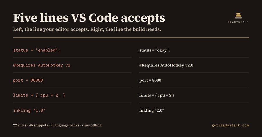 AutoHotkey v2, TOML and DeviceTree checks for VS Code