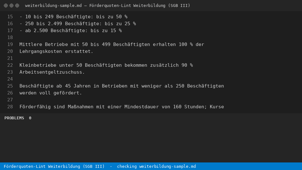 Förderquoten-Lint Weiterbildung (SGB III) — finds the line