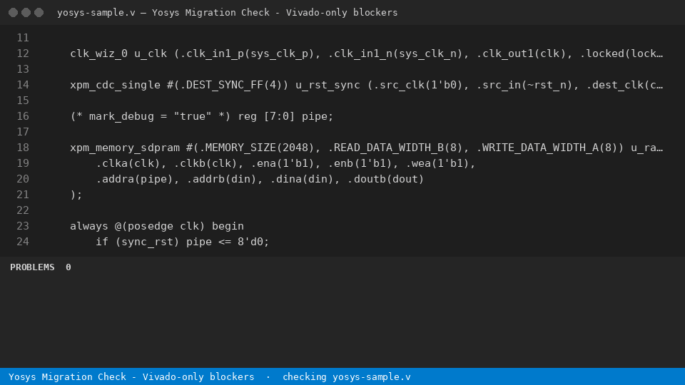 Yosys Migration Check - Vivado-only blockers — finds the line