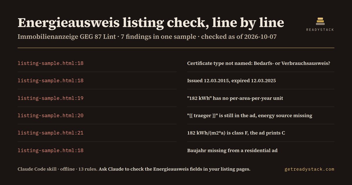 energieausweis-listing-check - findings on the bundled example
