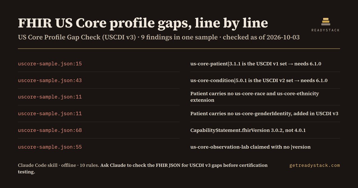 fhir-us-core-profile-check - findings on the bundled example