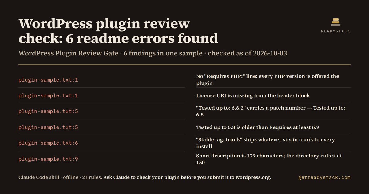 wordpress-plugin-review-check - findings on the bundled example
